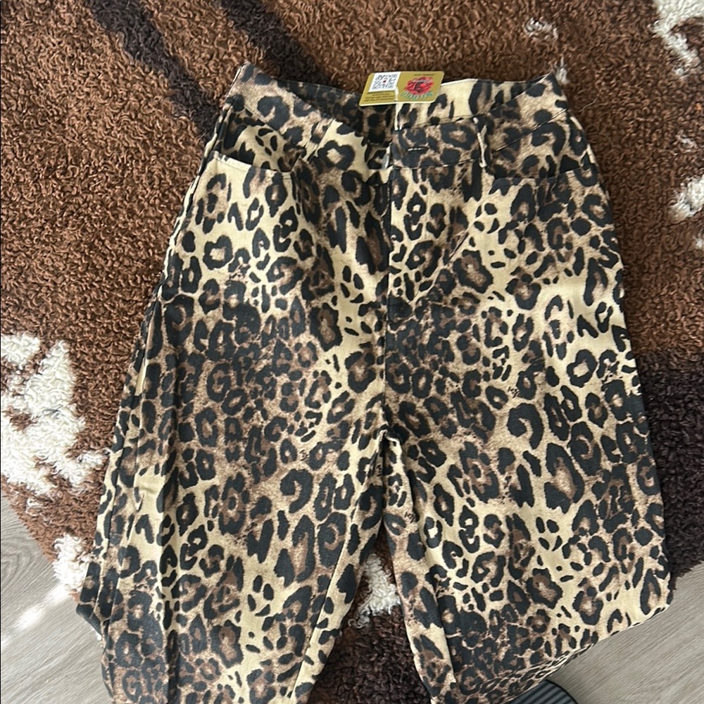 Leopard Print High-Waisted Trousers